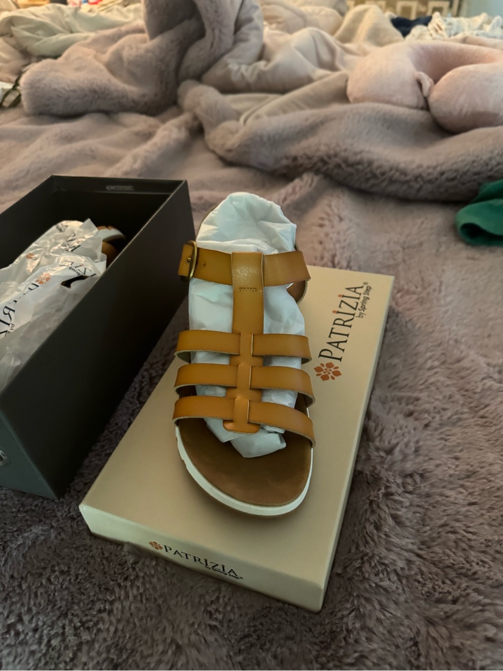 Patrizia Pepe Mustard Tan Strappy Leather Sandal